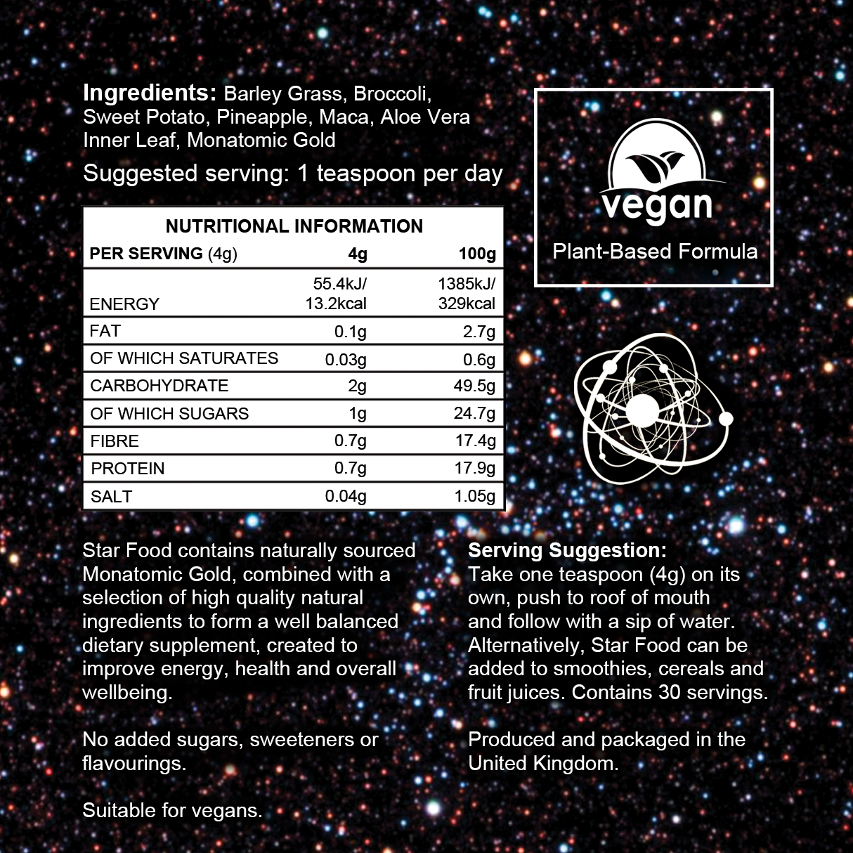 Star Food with Monatomic Gold 125g (VEGAN) - Image 4
