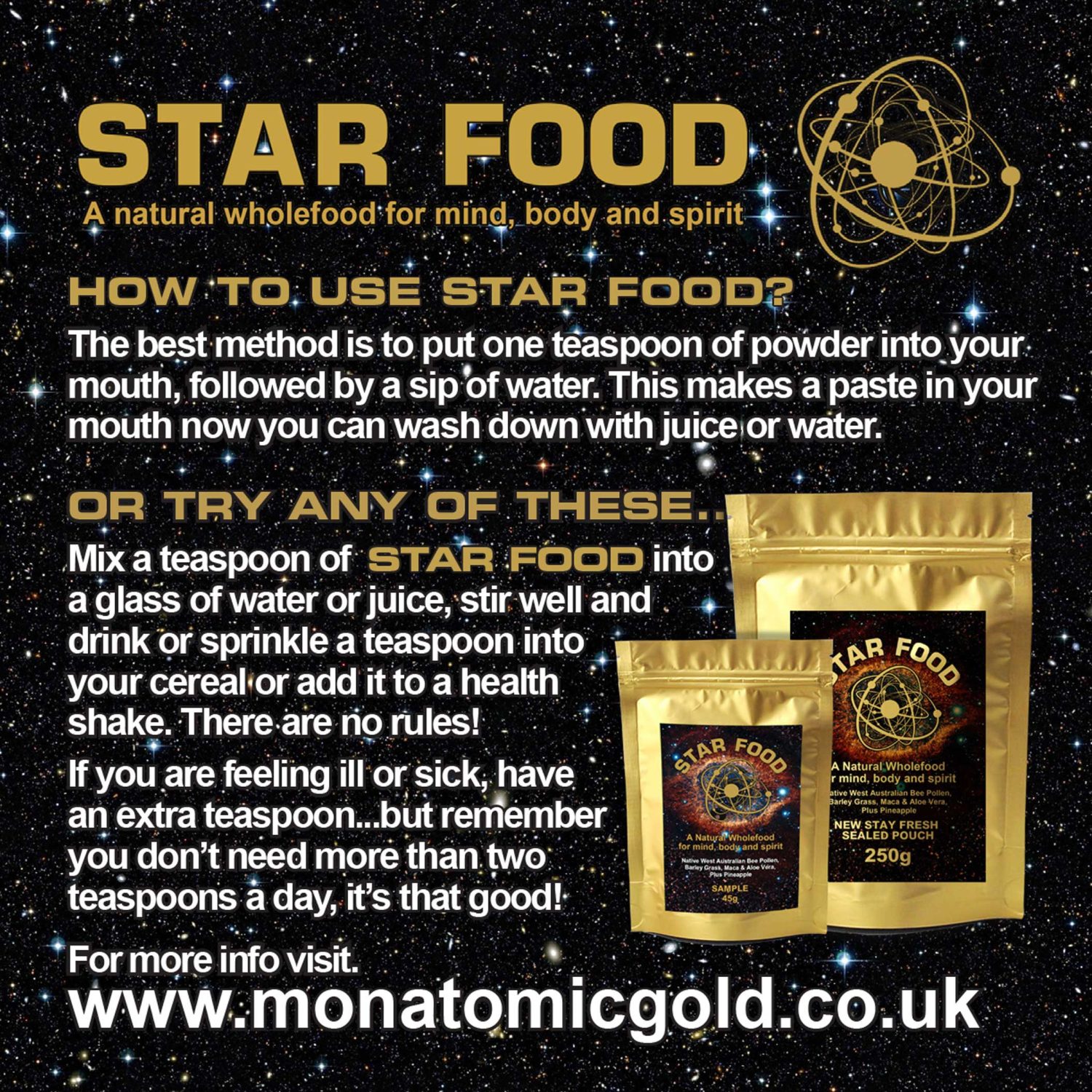 Star Food with Monatomic Gold 2 x 45g (VEGAN) - Image 2